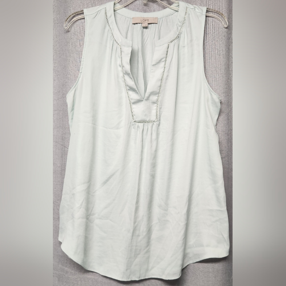 LOFT - Elegant Light Teal Blue Sleeveless Top - Womens Medium